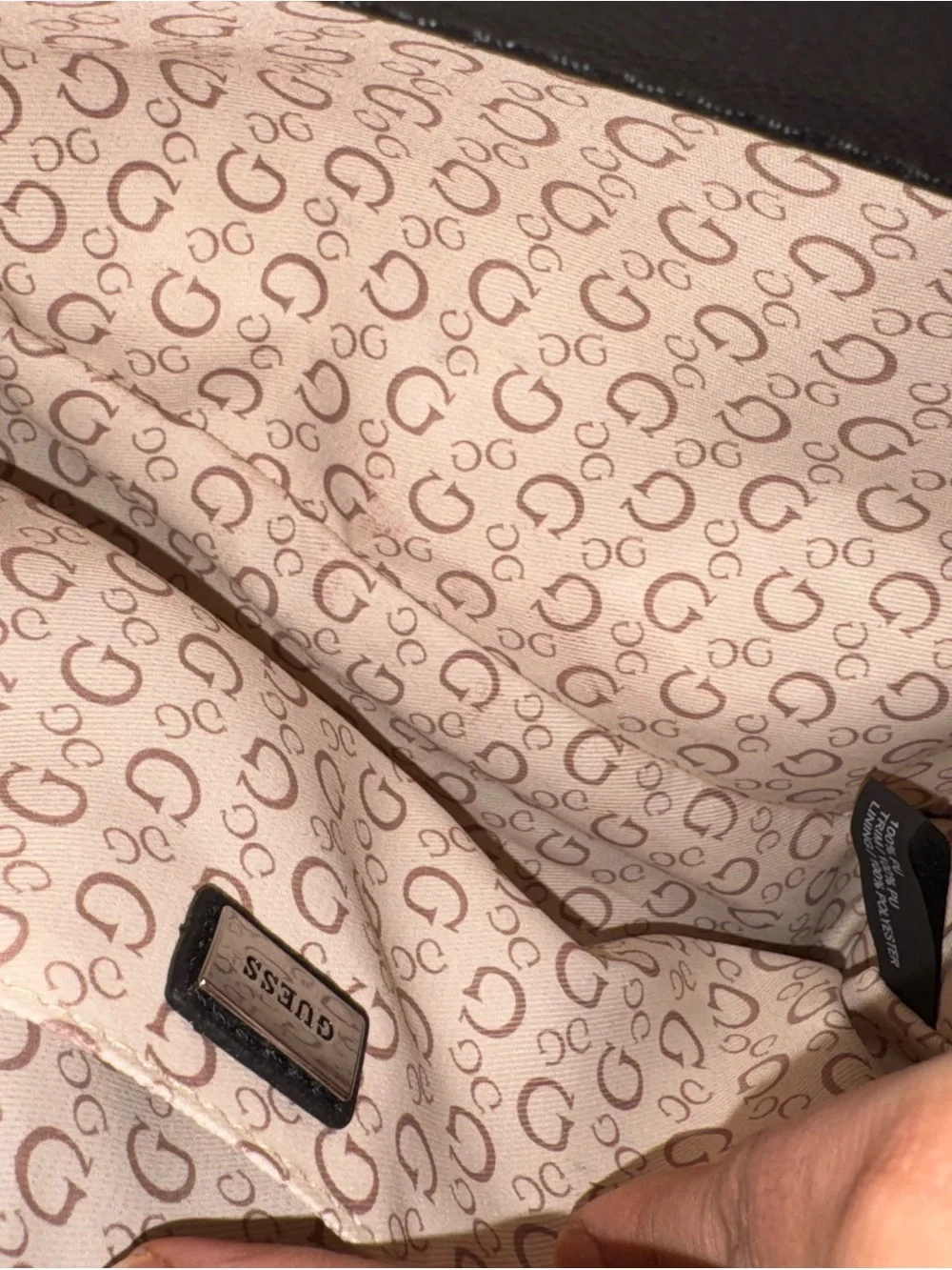 GUESS Black Embossed Top-Handle Satchel